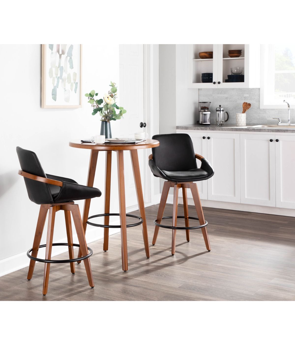 Cosmo Counter Stool Walnut & Black