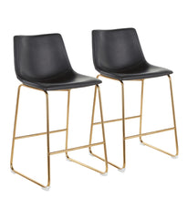 Duke Counter Black Stool - Set of 2 Gold & Black