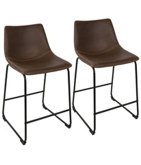 Duke Counter Stool - Set of 2 Black, Espresso & Orange