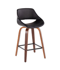 Fabrico Counter Stool with Square Black Footrest Set of 2 Walnut, Black & Black