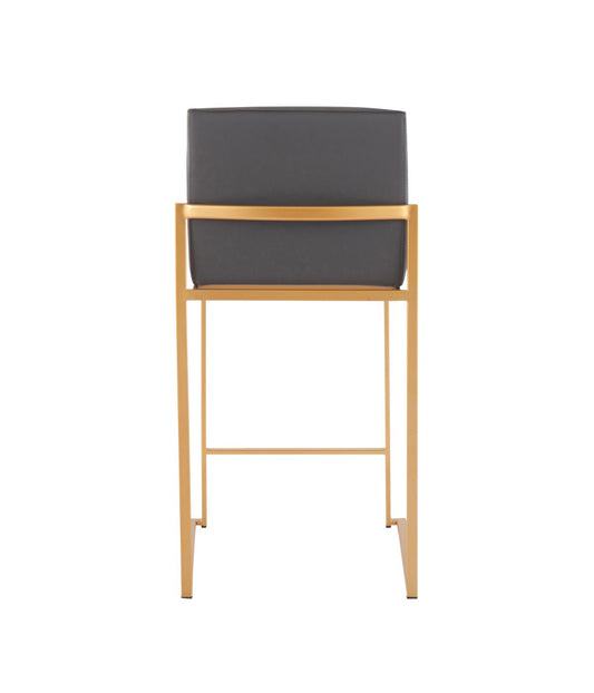 Fuji High Back Counter Stool - Set of 2 Gold & Grey