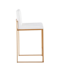 Fuji High Back Counter Stool - Set of 2 Gold & White