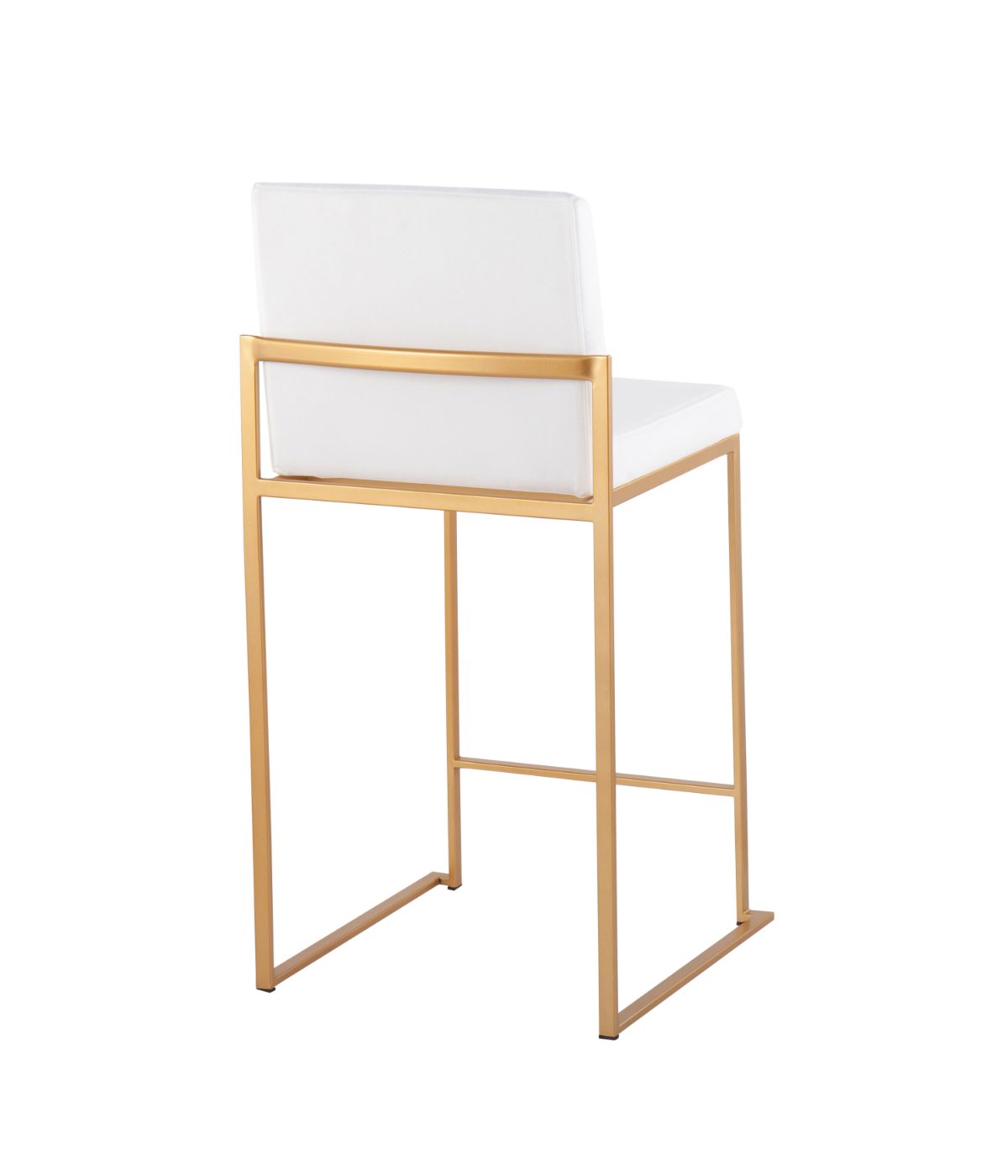  LumiSource Fuji High Back Counter Stool - Set of 2 Gold & White - Gold & White - Bonton