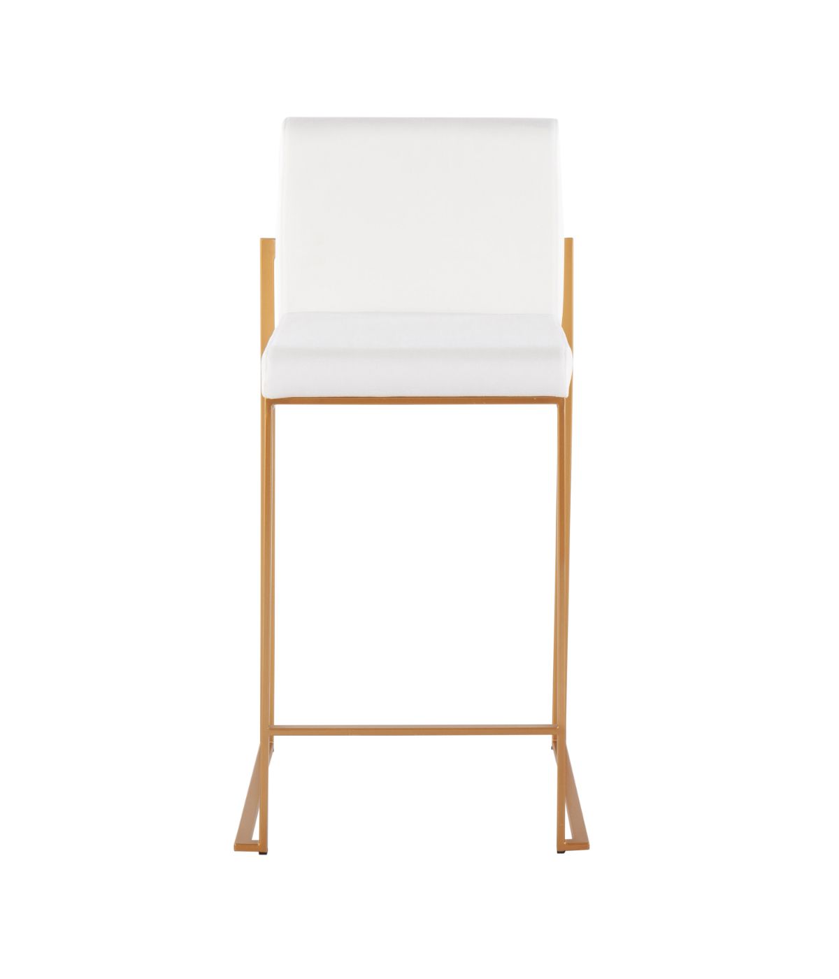  LumiSource Fuji High Back Counter Stool - Set of 2 Gold & White - Gold & White - Bonton