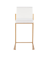 Fuji High Back Counter Stool - Set of 2 Gold & White