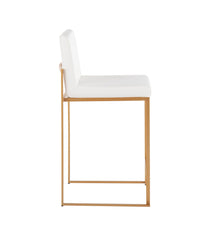 Fuji High Back Counter Stool - Set of 2 Gold & White