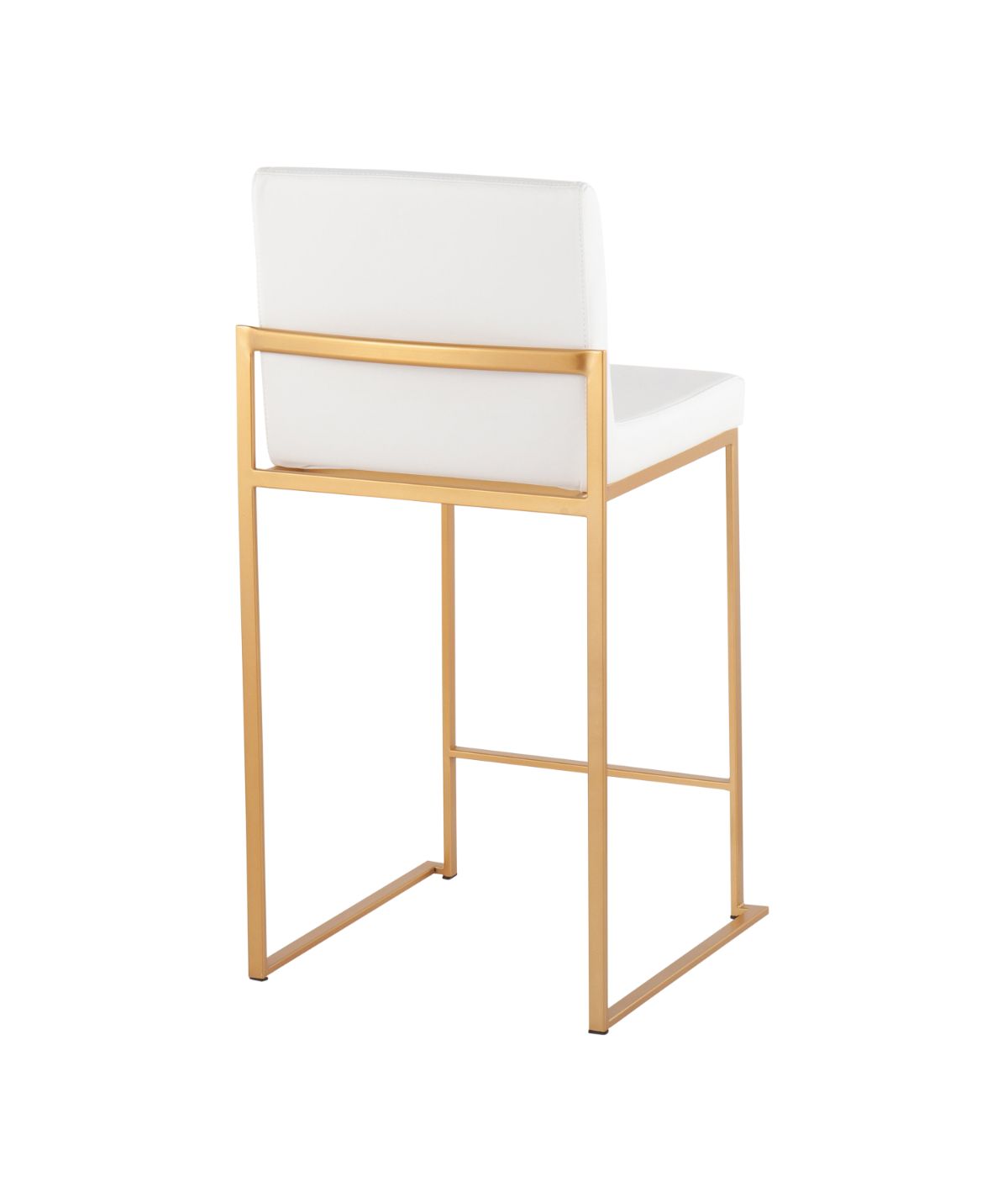  LumiSource Fuji High Back Counter Stool - Set of 2 Gold & White - Gold & White - Bonton