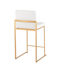 Fuji High Back Counter Stool - Set of 2 Gold & White