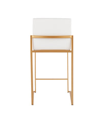 Fuji High Back Counter Stool - Set of 2 Gold & White