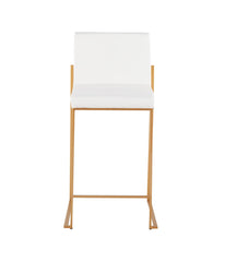 Fuji High Back Counter Stool - Set of 2 Gold & White