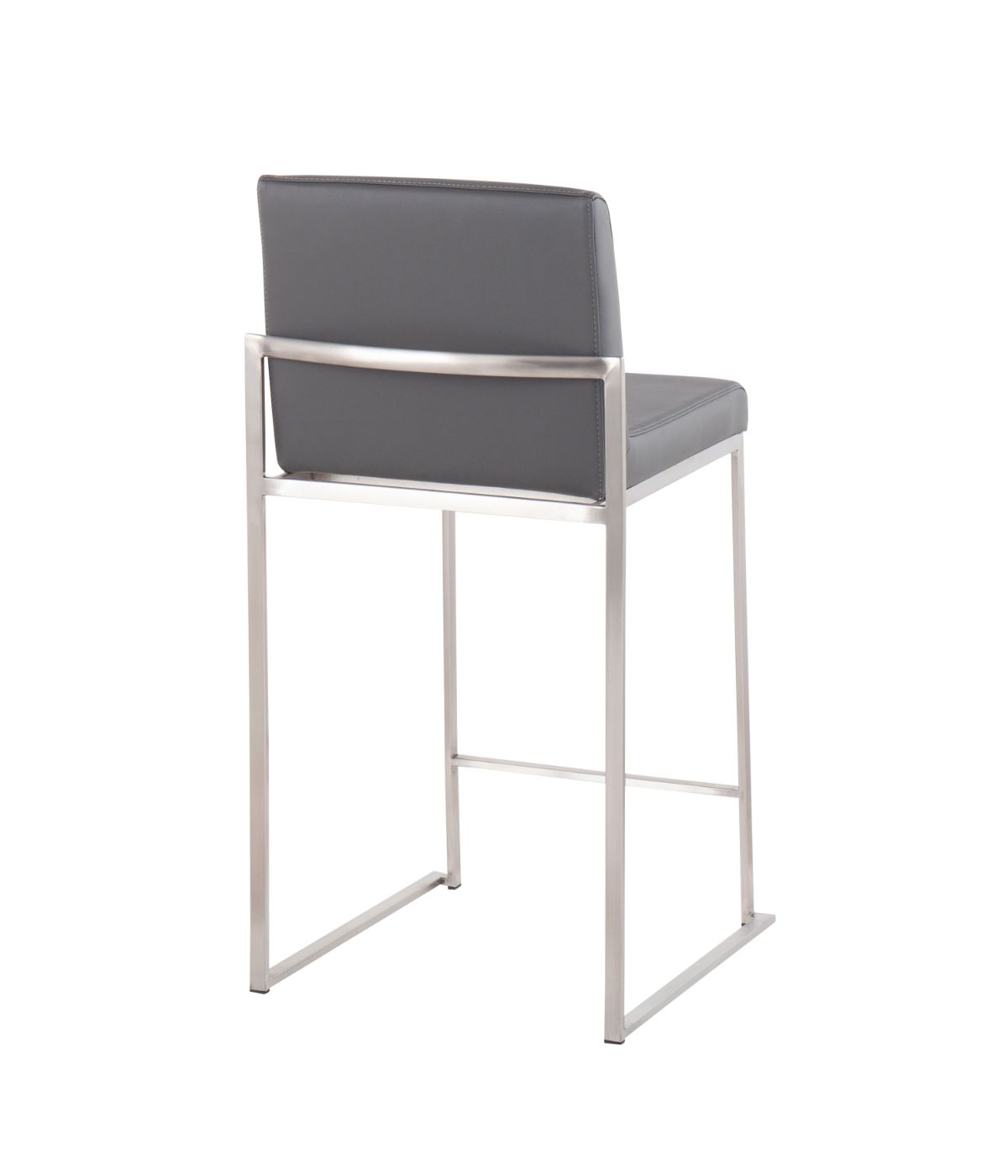  LumiSource Fuji High Back Counter Stool - Set of 2 Silver & Grey - Silver & Grey - Bonton