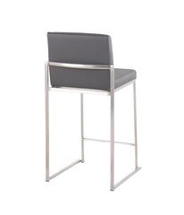 Fuji High Back Counter Stool - Set of 2 Silver & Grey