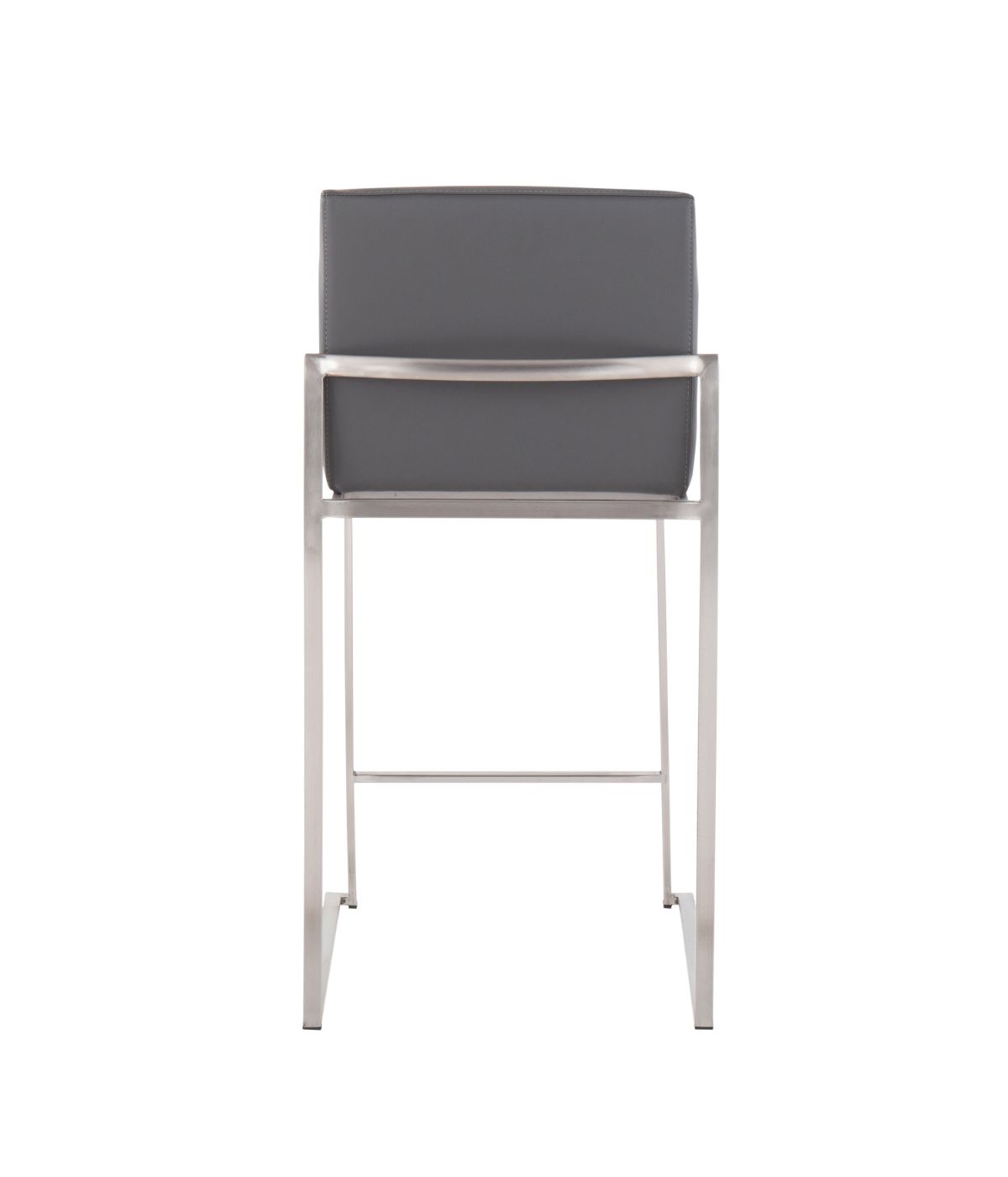  LumiSource Fuji High Back Counter Stool - Set of 2 Silver & Grey - Silver & Grey - Bonton