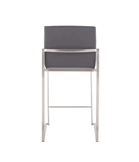 Fuji High Back Counter Stool - Set of 2 Silver & Grey