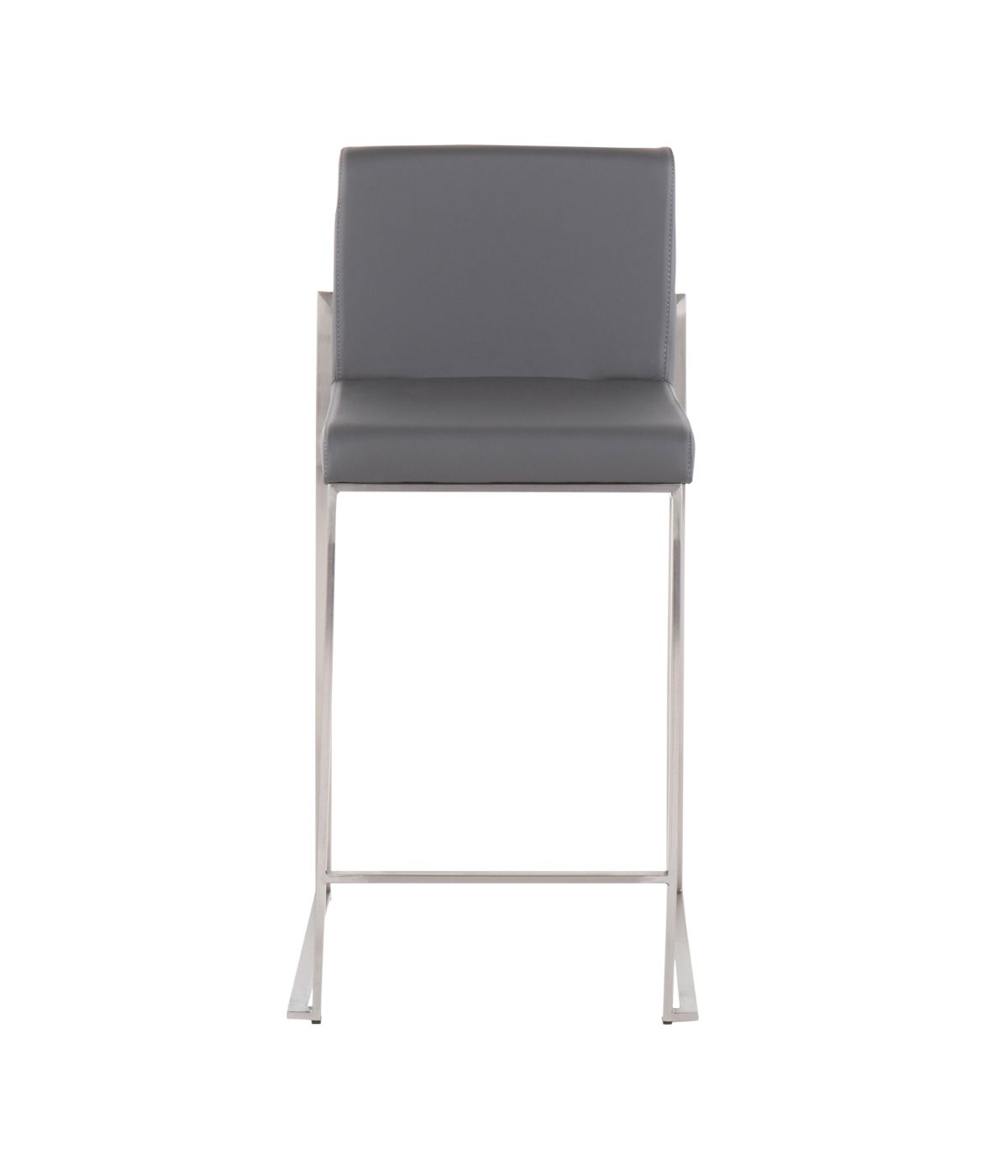  LumiSource Fuji High Back Counter Stool - Set of 2 Silver & Grey - Silver & Grey - Bonton