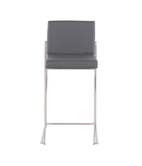 Fuji High Back Counter Stool - Set of 2 Silver & Grey