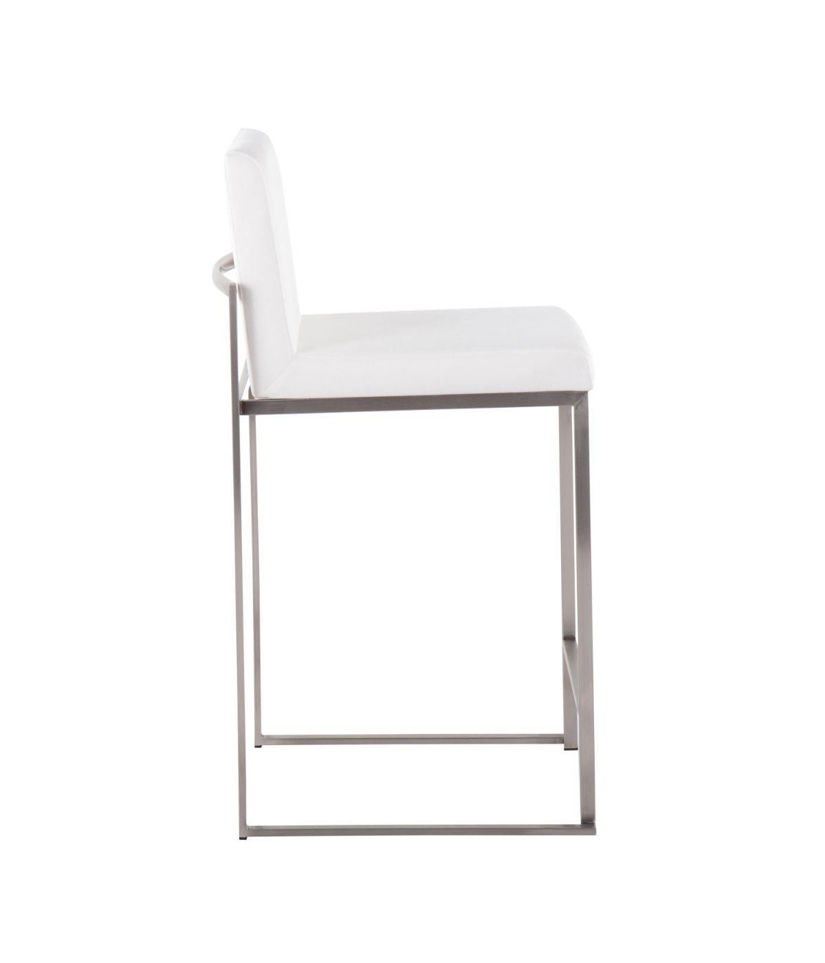  LumiSource Fuji High Back Counter Stool - Set of 2 Silver & White - Silver & White - Bonton