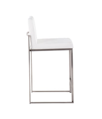 Fuji High Back Counter Stool - Set of 2 Silver & White