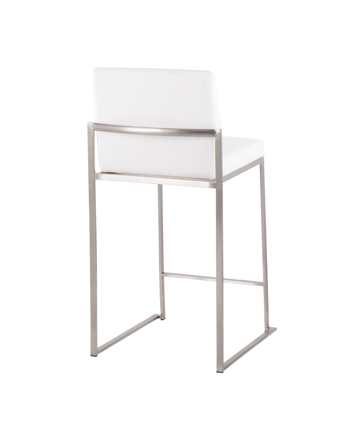  LumiSource Fuji High Back Counter Stool - Set of 2 Silver & White - Silver & White - Bonton