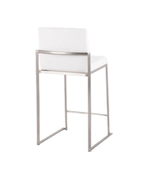 Fuji High Back Counter Stool - Set of 2 Silver & White