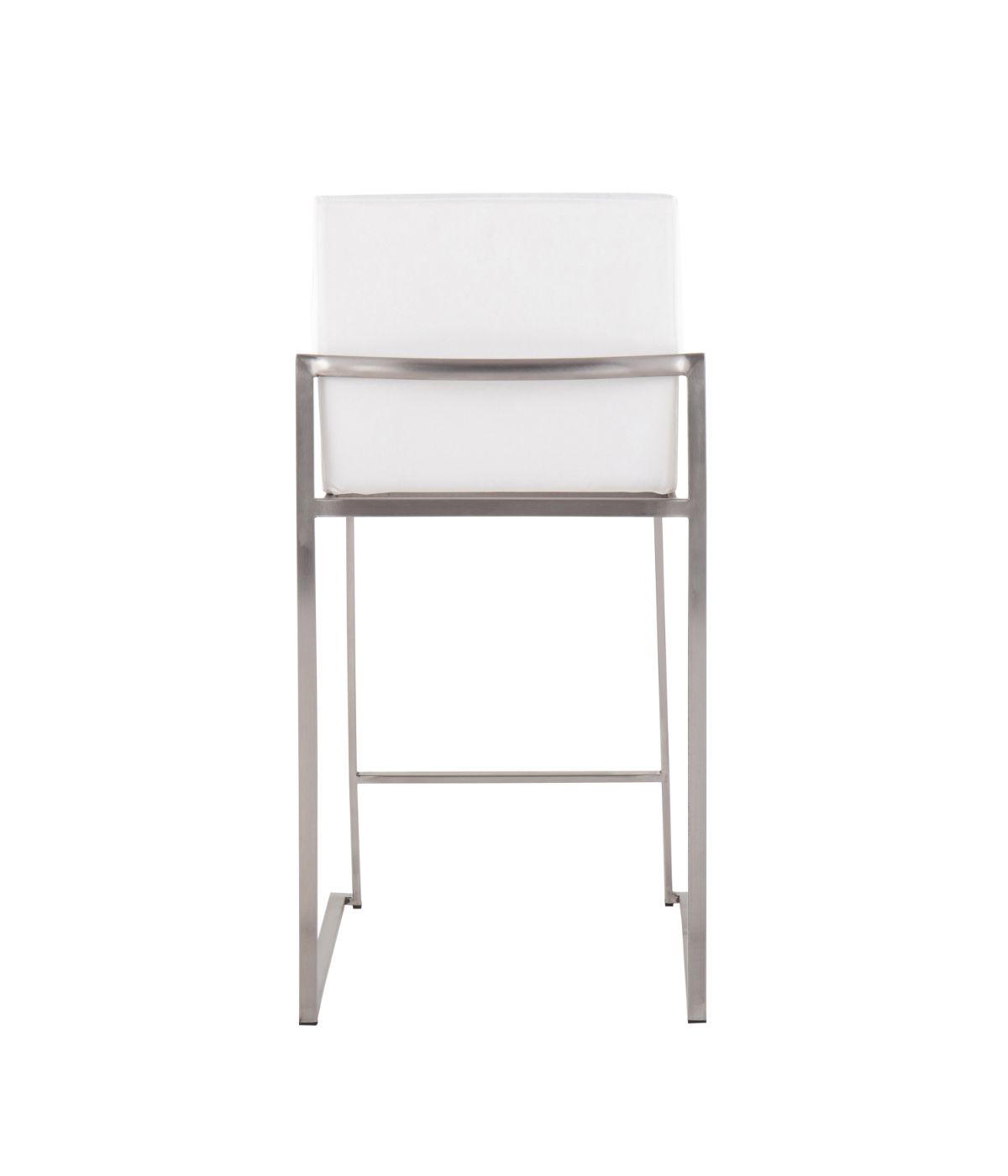  LumiSource Fuji High Back Counter Stool - Set of 2 Silver & White - Silver & White - Bonton