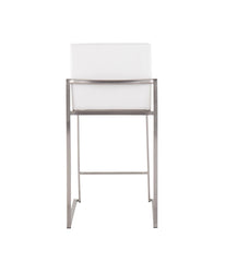 Fuji High Back Counter Stool - Set of 2 Silver & White