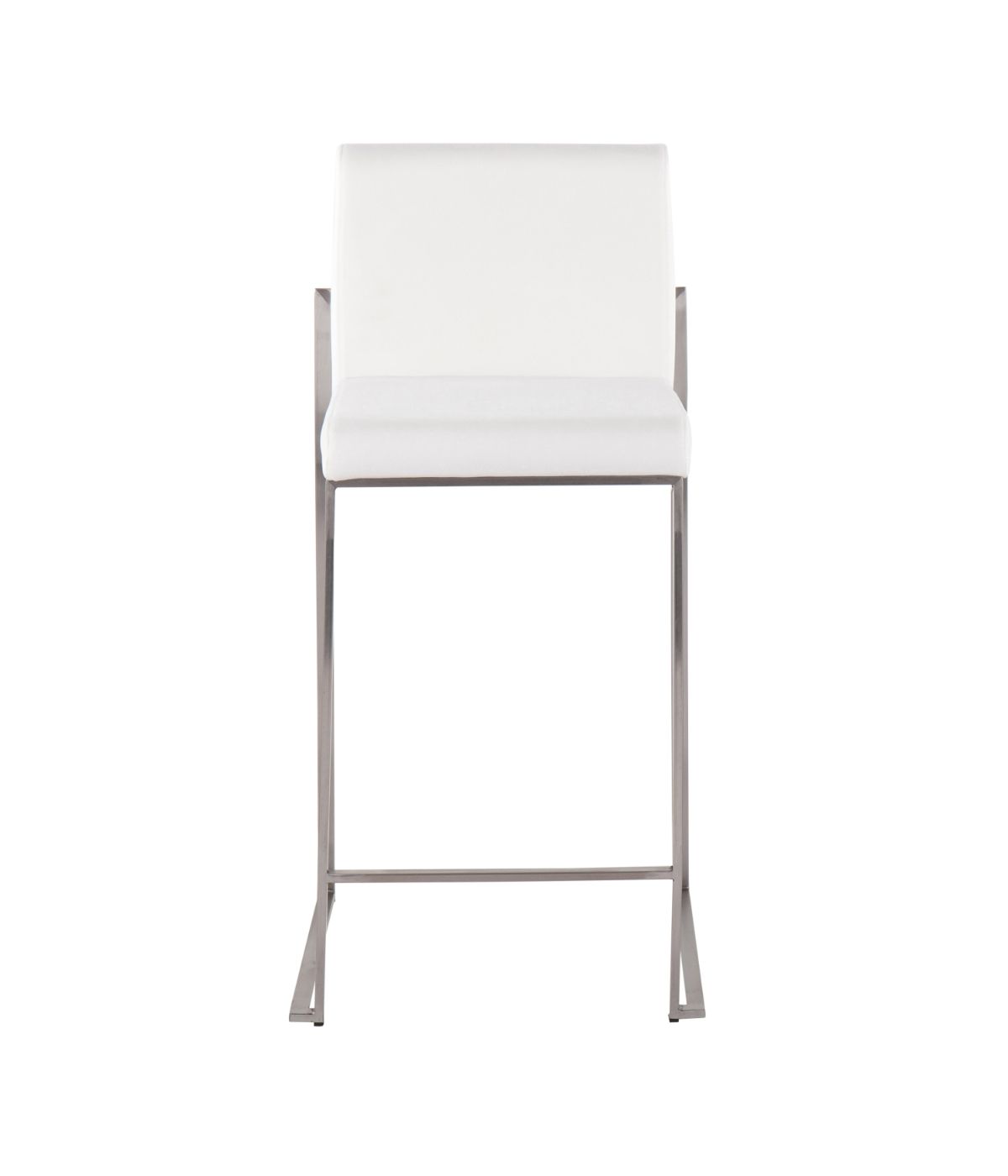  LumiSource Fuji High Back Counter Stool - Set of 2 Silver & White - Silver & White - Bonton