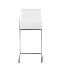 Fuji High Back Counter Stool - Set of 2 Silver & White