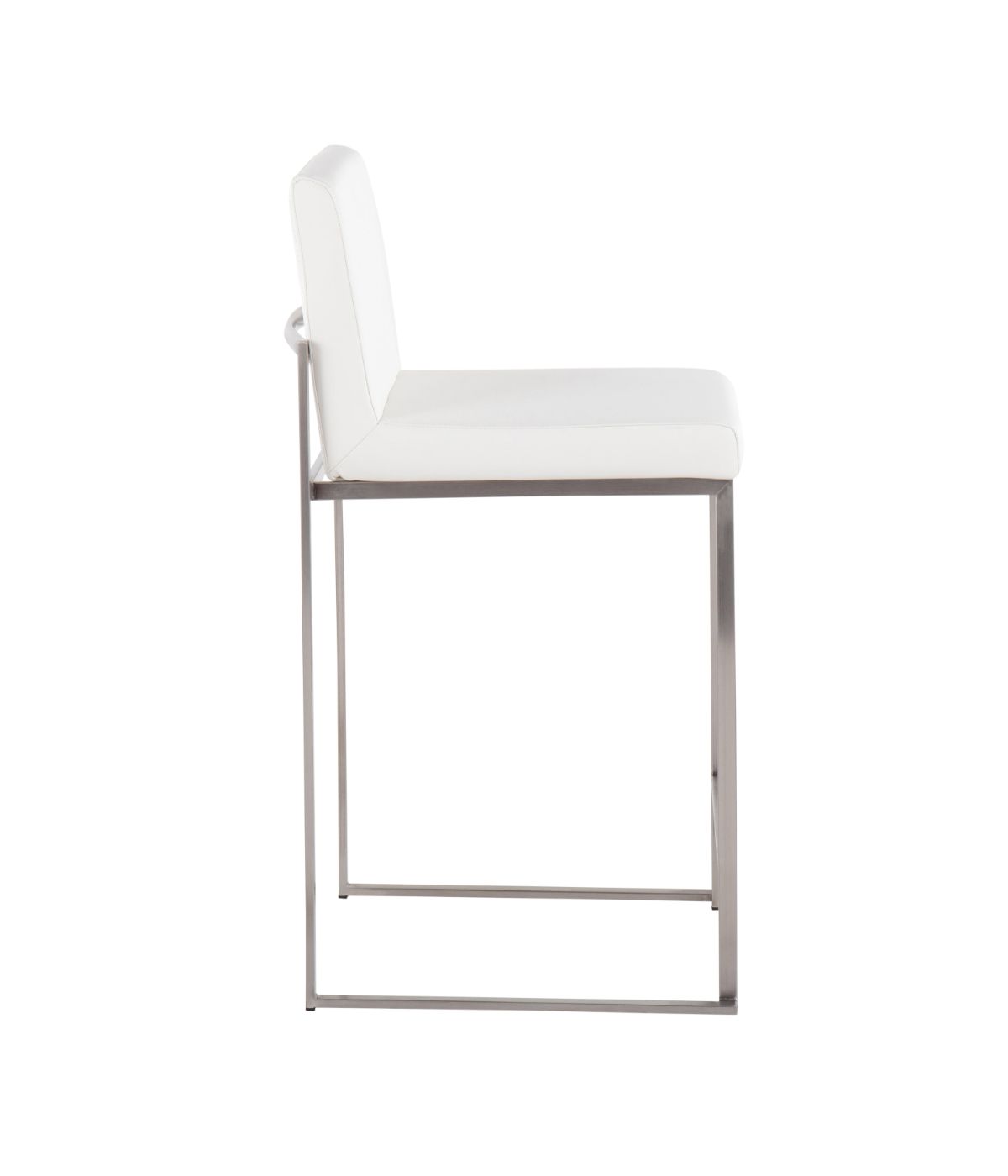  LumiSource Fuji High Back Counter Stool - Set of 2 Silver & White - Silver & White - Bonton