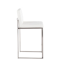 Fuji High Back Counter Stool - Set of 2 Silver & White