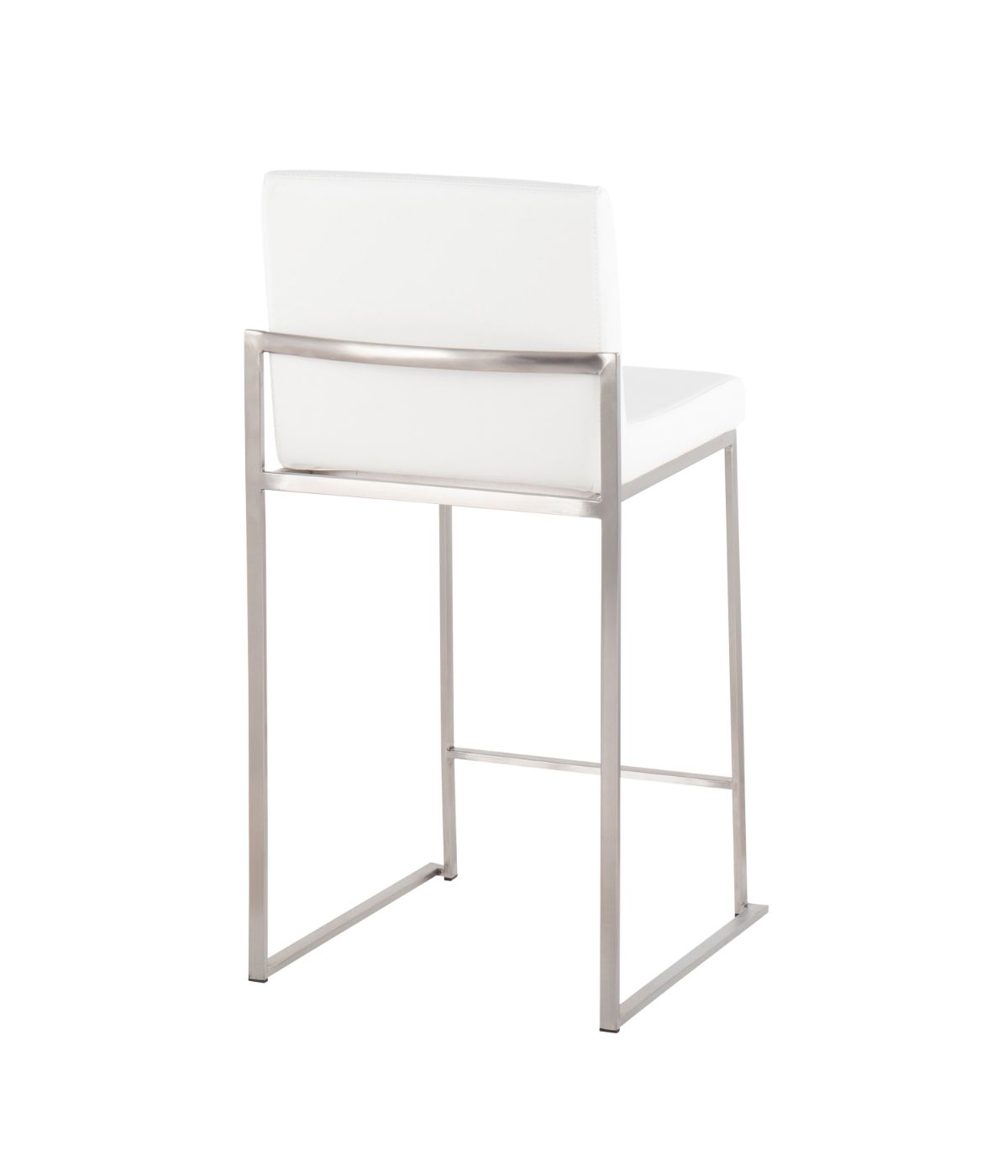  LumiSource Fuji High Back Counter Stool - Set of 2 Silver & White - Silver & White - Bonton