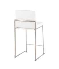 Fuji High Back Counter Stool - Set of 2 Silver & White