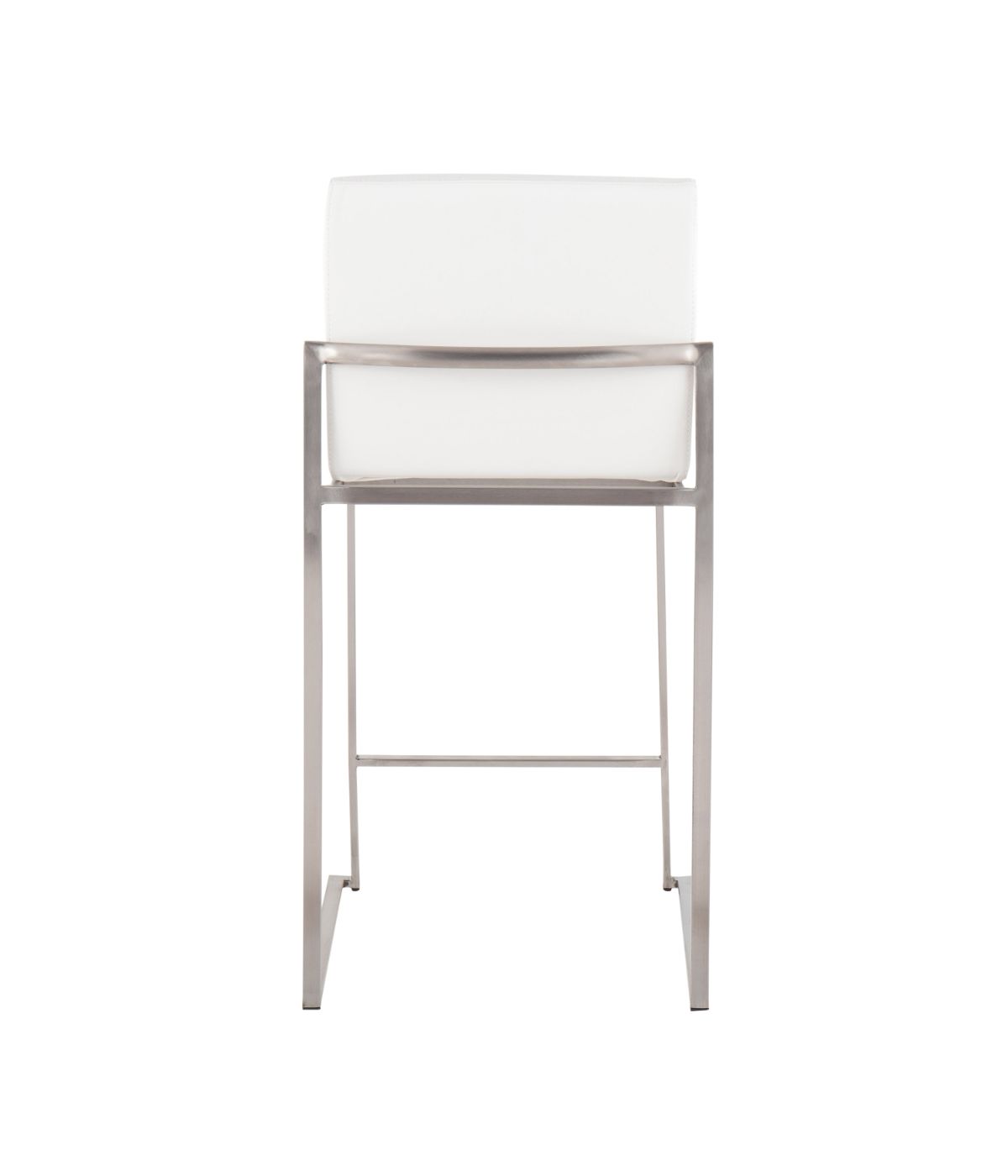  LumiSource Fuji High Back Counter Stool - Set of 2 Silver & White - Silver & White - Bonton