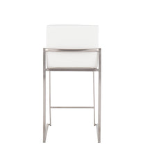 Fuji High Back Counter Stool - Set of 2 Silver & White