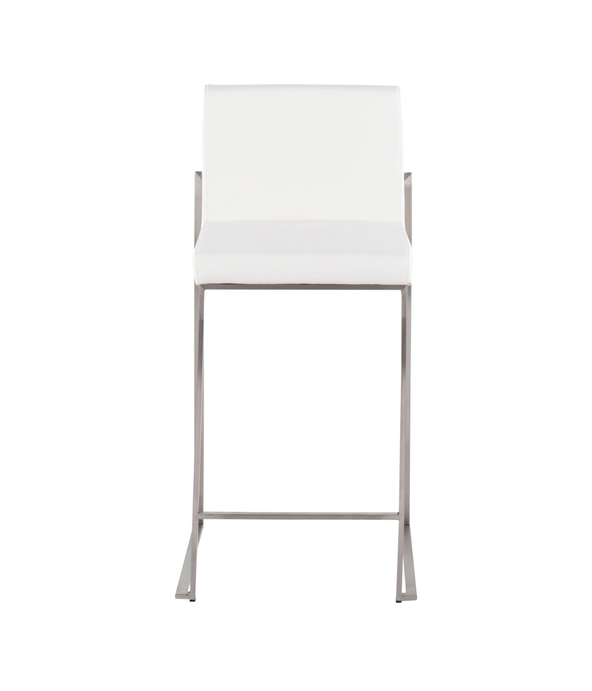  LumiSource Fuji High Back Counter Stool - Set of 2 Silver & White - Silver & White - Bonton