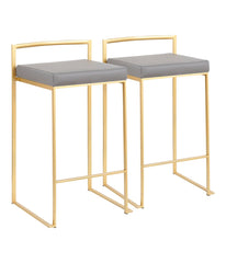 Fuji Stacker Gold Counter Stool - Set of 2 Gold & Grey