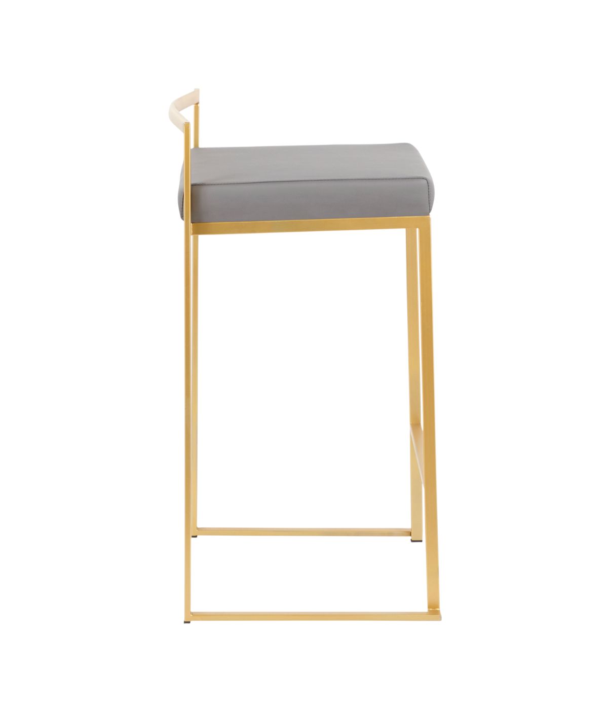  LumiSource Fuji Stacker Gold Counter Stool - Set of 2 Gold & Grey - Gold & Grey - Bonton