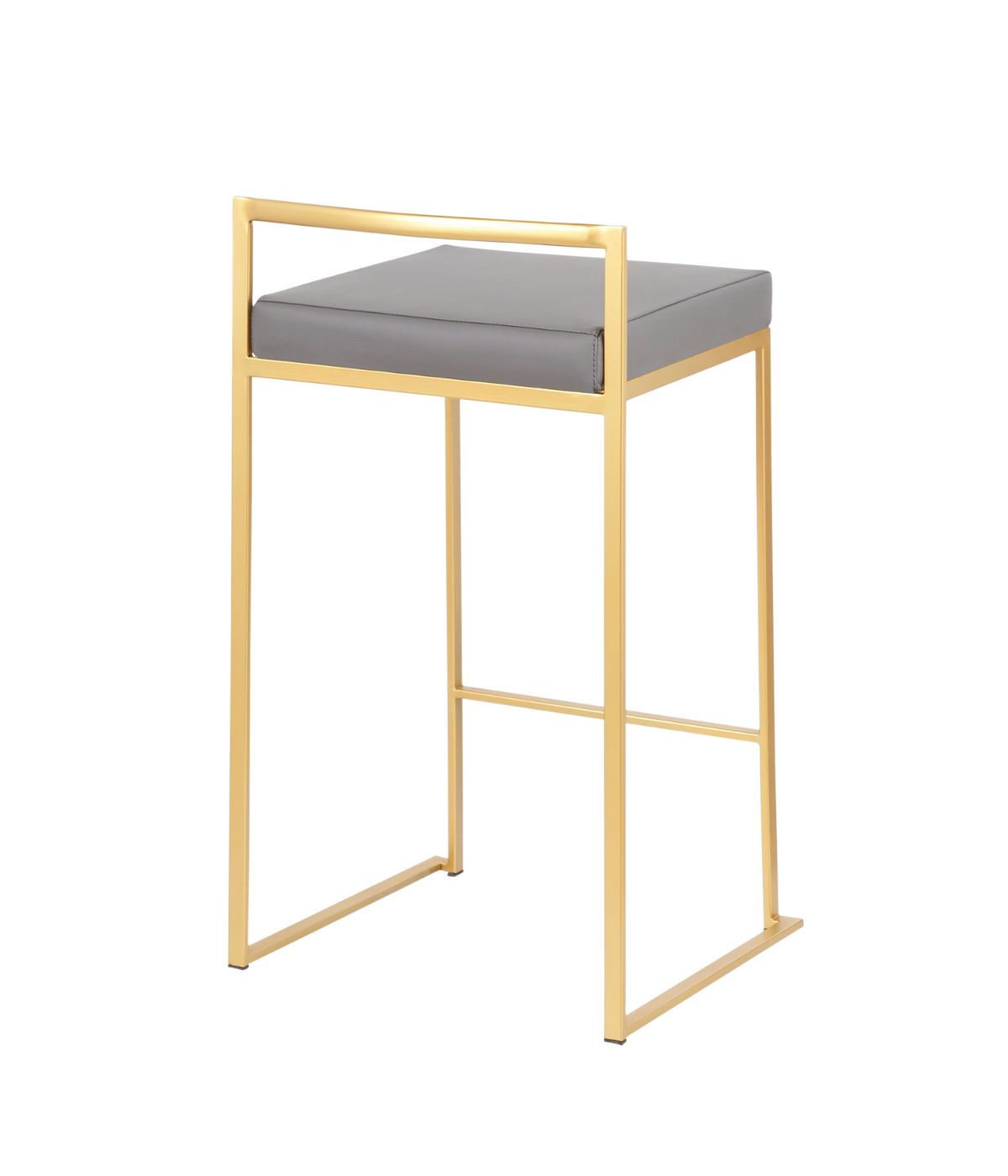  LumiSource Fuji Stacker Gold Counter Stool - Set of 2 Gold & Grey - Gold & Grey - Bonton