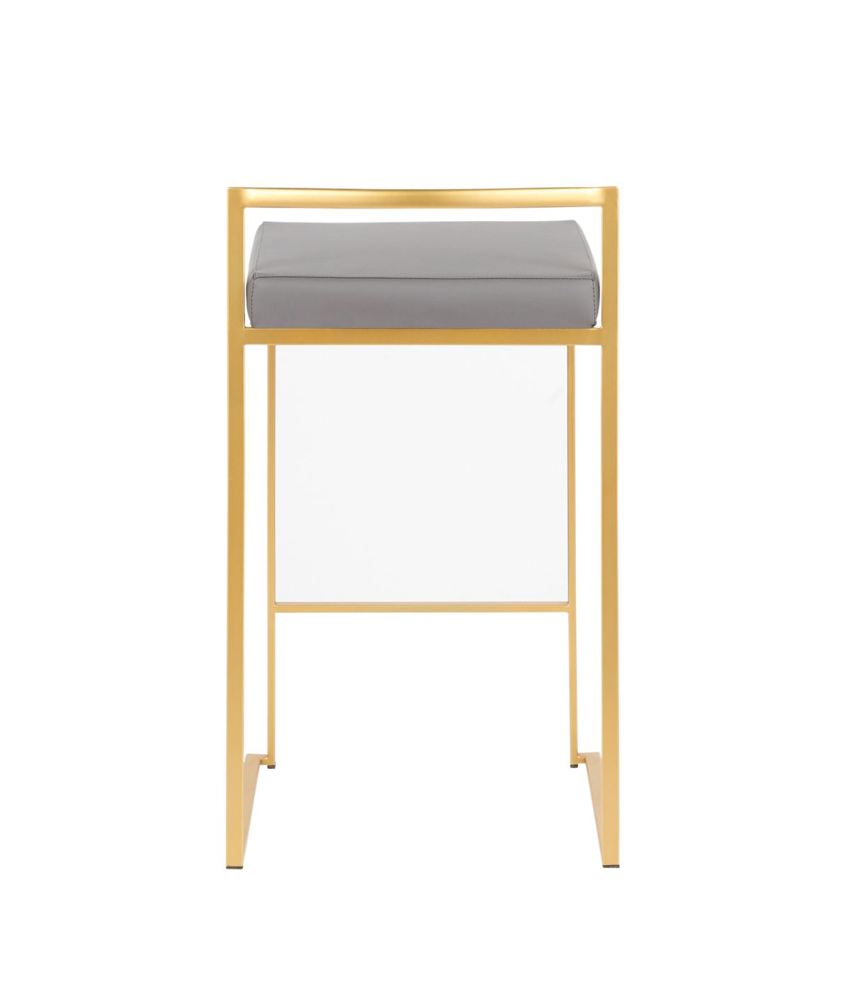  LumiSource Fuji Stacker Gold Counter Stool - Set of 2 Gold & Grey - Gold & Grey - Bonton