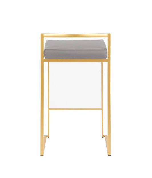 Fuji Stacker Gold Counter Stool - Set of 2 Gold & Grey