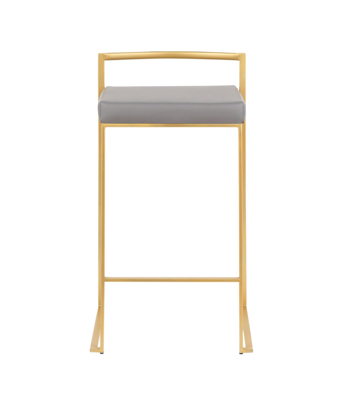  LumiSource Fuji Stacker Gold Counter Stool - Set of 2 Gold & Grey - Gold & Grey - Bonton