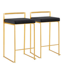 Fuji Stacker Gold Counter Stool - Set of 2 Gold & Black