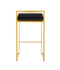 Fuji Stacker Gold Counter Stool - Set of 2 Gold & Black