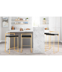 Fuji Stacker Gold Counter Stool - Set of 2 Gold & Black