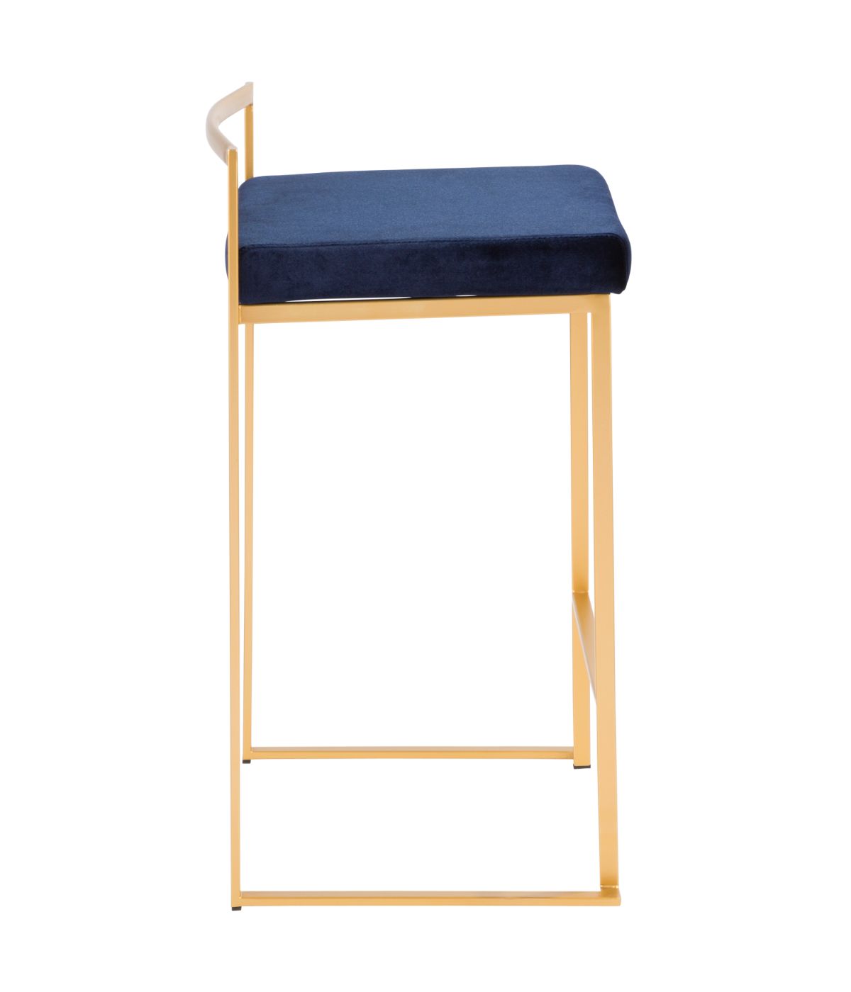  LumiSource Fuji Stacker Gold Counter Stool - Set of 2 Gold & Blue - Gold & Blue - Bonton