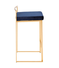 Fuji Stacker Gold Counter Stool - Set of 2 Gold & Blue