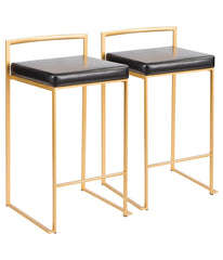 Fuji Stacker Gold Counter Stool - Set of 2 Gold & Black