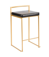 Fuji Stacker Gold Counter Stool - Set of 2 Gold & Black