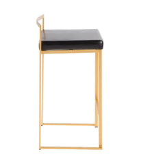 Fuji Stacker Gold Counter Stool - Set of 2 Gold & Black