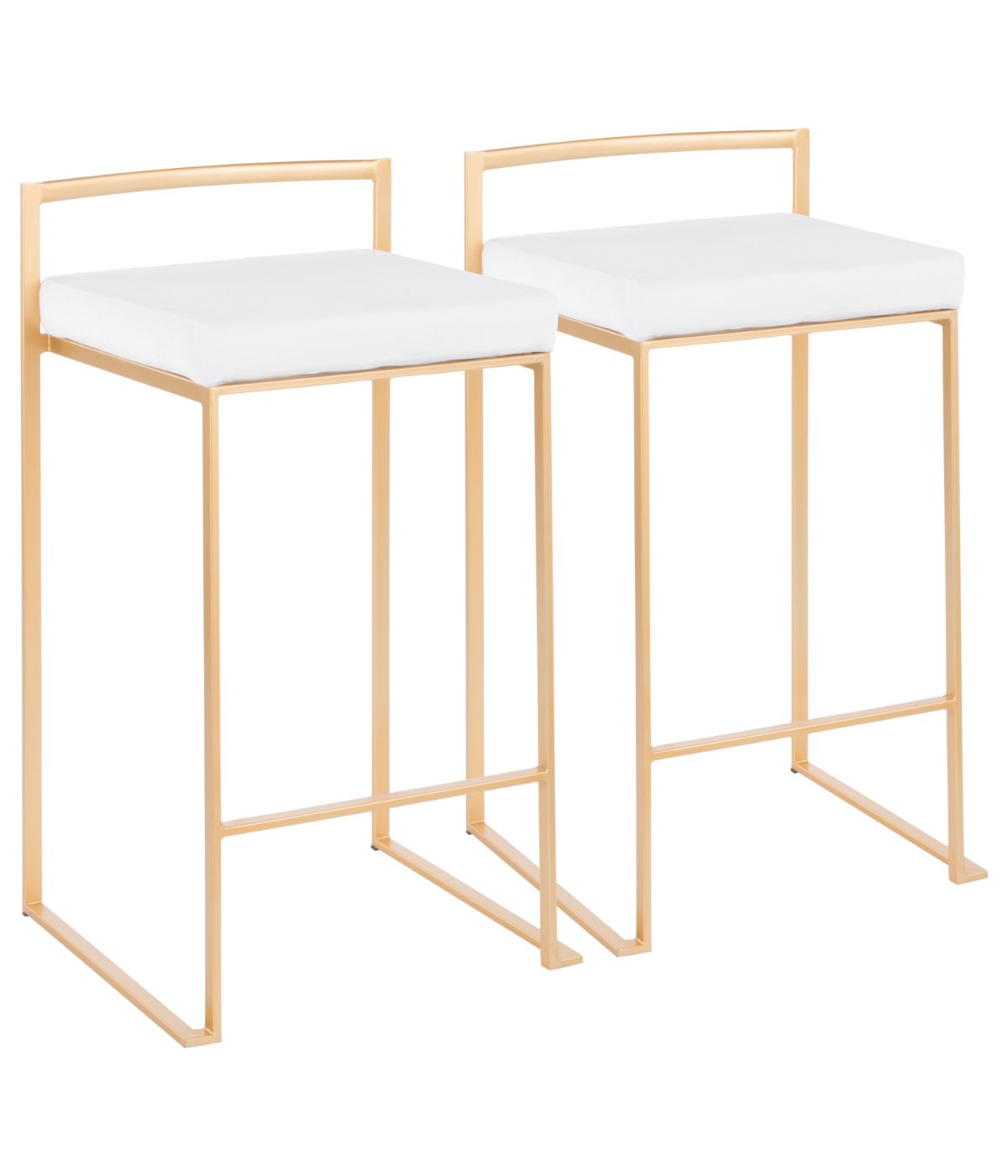  LumiSource Fuji Stacker Gold Counter Stool - Set of 2 Gold & White - Gold & White - Bonton